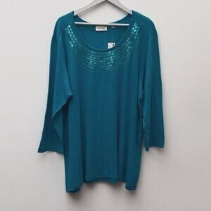 Avenue Sequined Tunic Top Women's Plus Size 22/24 Effortless Careerwear Travel